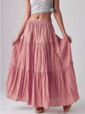 Pink Tiered Maxi Skirt - Lightweight Flowy Style by Jessica Size 4